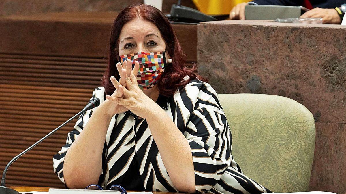 Manuela Armas, consejera de Educación, durante una comisión parlamentaria.