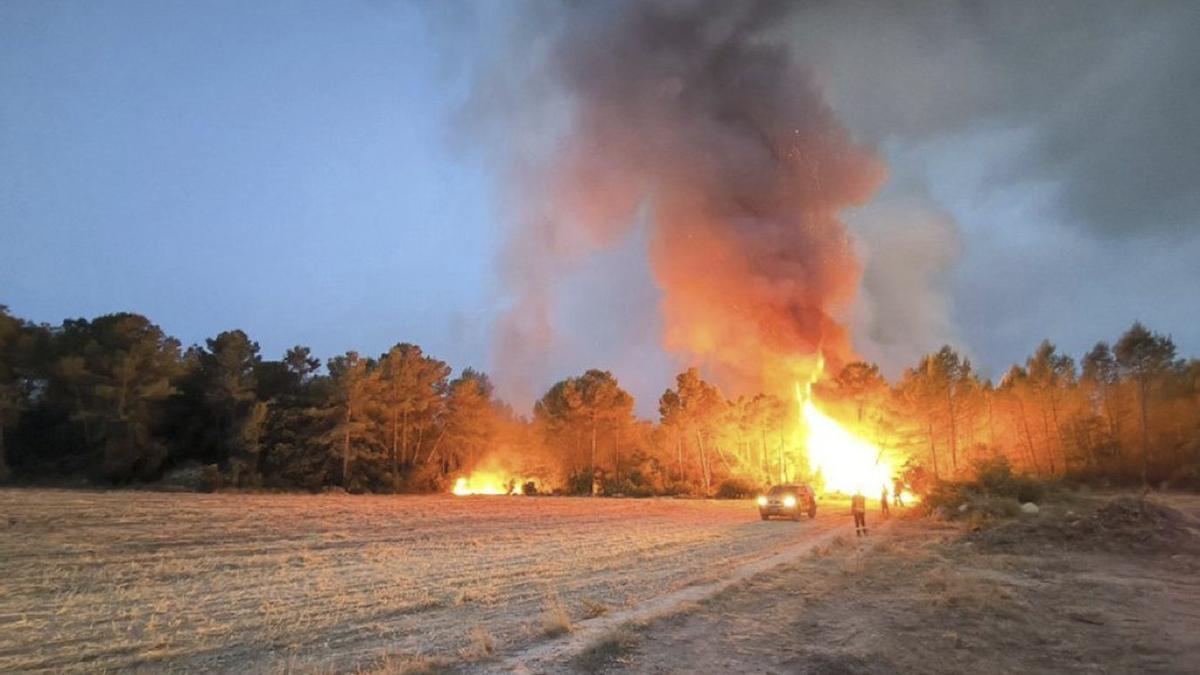 Una imagen del incendio declarado el pasado domingo en Aiguamúrcia (Tarragona) y controlado este martes.