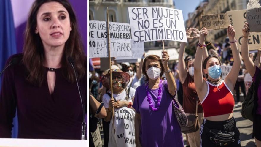 Colectivos feministas piden la dimisión de Irene Montero en varias manifestaciones contra la Ley Trans