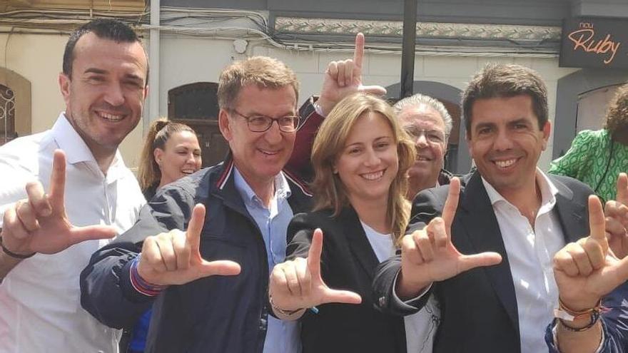 Laura Chuliá junto a los líder del PP Feijoo, Mazón y Mompó.