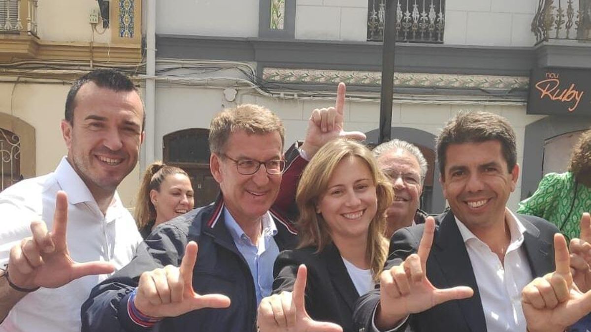 Laura Chuliá junto a los líder del PP Feijoo, Mazón y Mompó.