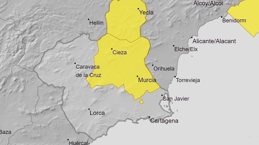Mapa de vientos de la Región de Murcia.