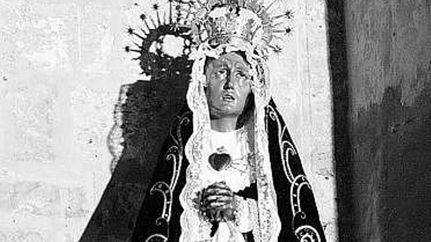 La Virgen de los Dolores, ayer, en la iglesia de San Nicolás.