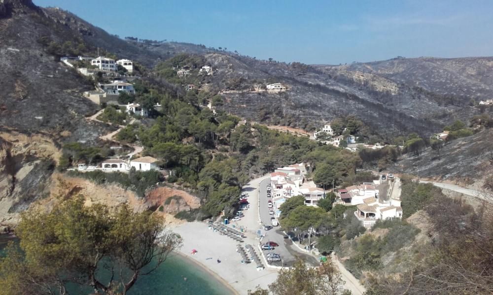 El paisaje tras el incendio de Xàbia y Benitatxell