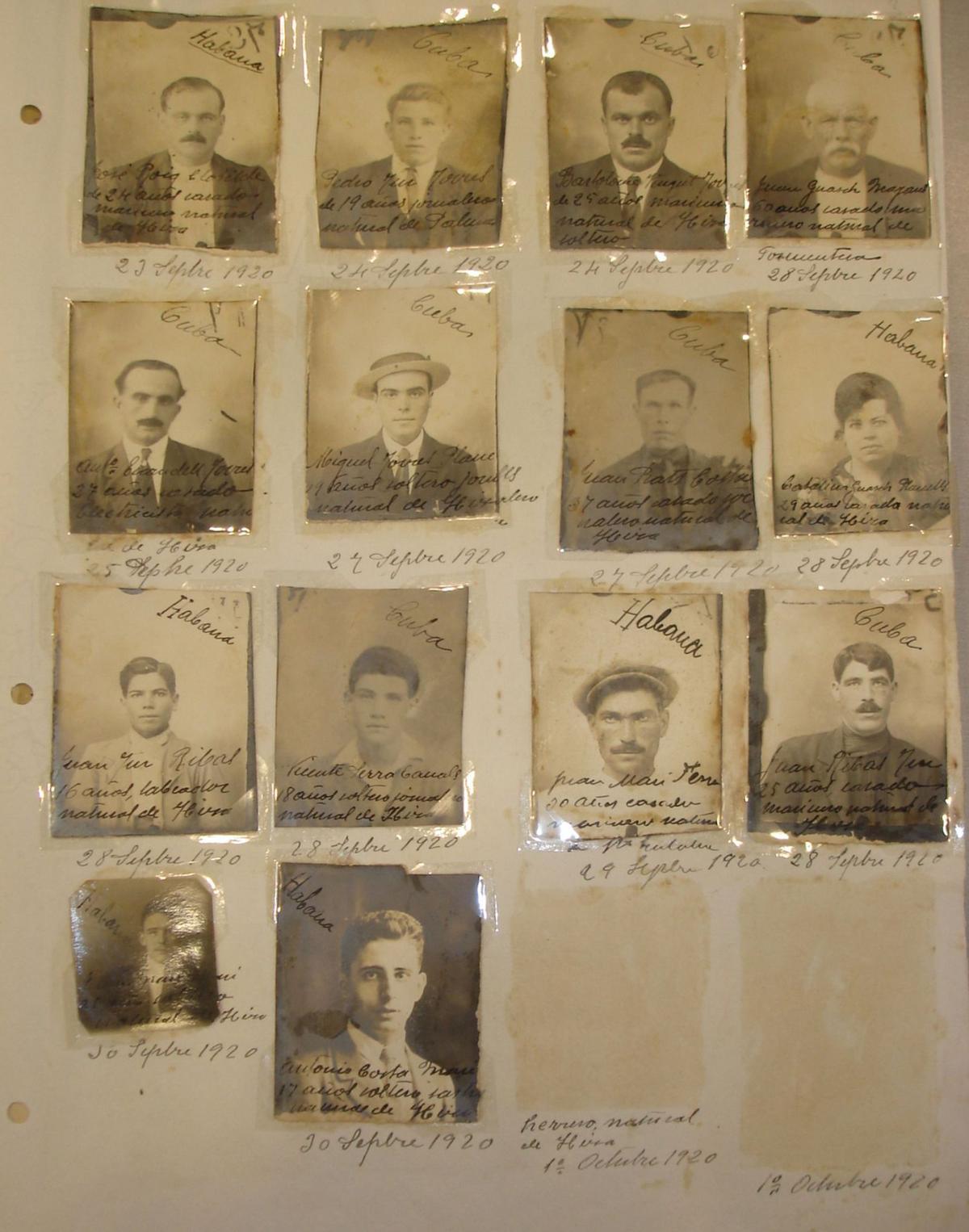 Galeria de diversos eivissencs que en els anys vint manifestaven que volien emigrar. / Arxiu Històric d’Eivissa