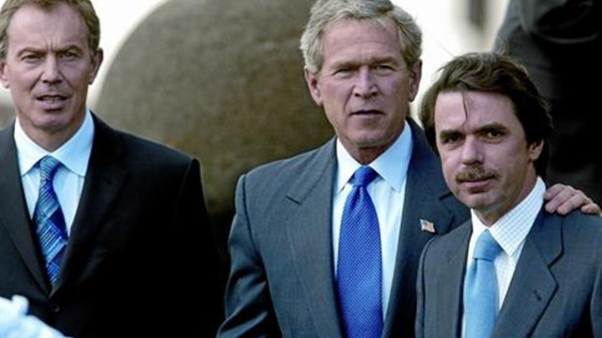 Blair, Bush y Aznar se citan para la guerra en las Azores, el 16 de marzo del 2003.