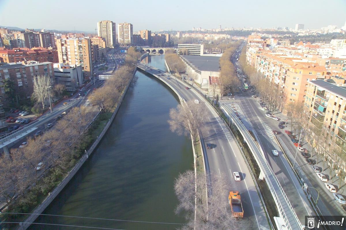 Puente oblicuo antes del proyecto de la M-30...