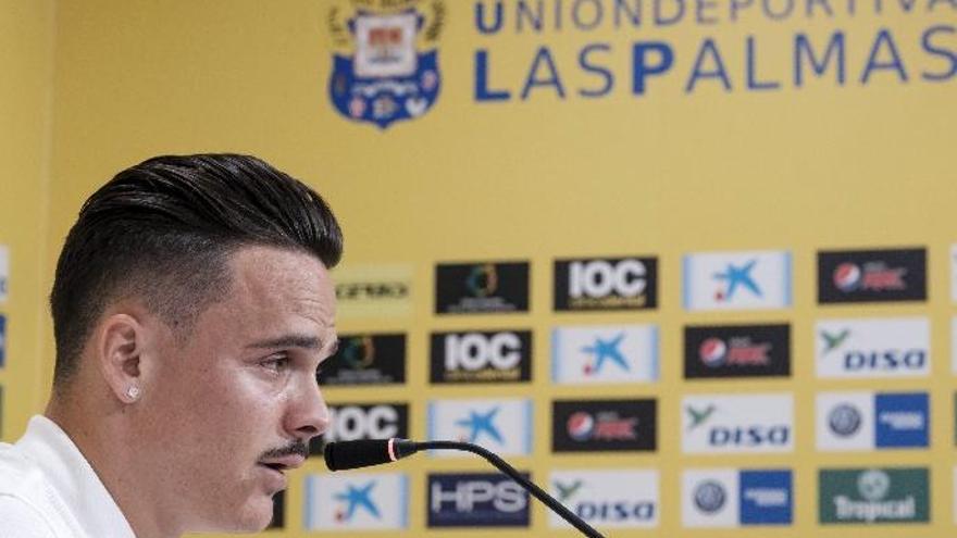 Roque Mesa, el pasado 7 de julio, se despide de la afición y los medios en la sala de prensa del Gran Canaria.