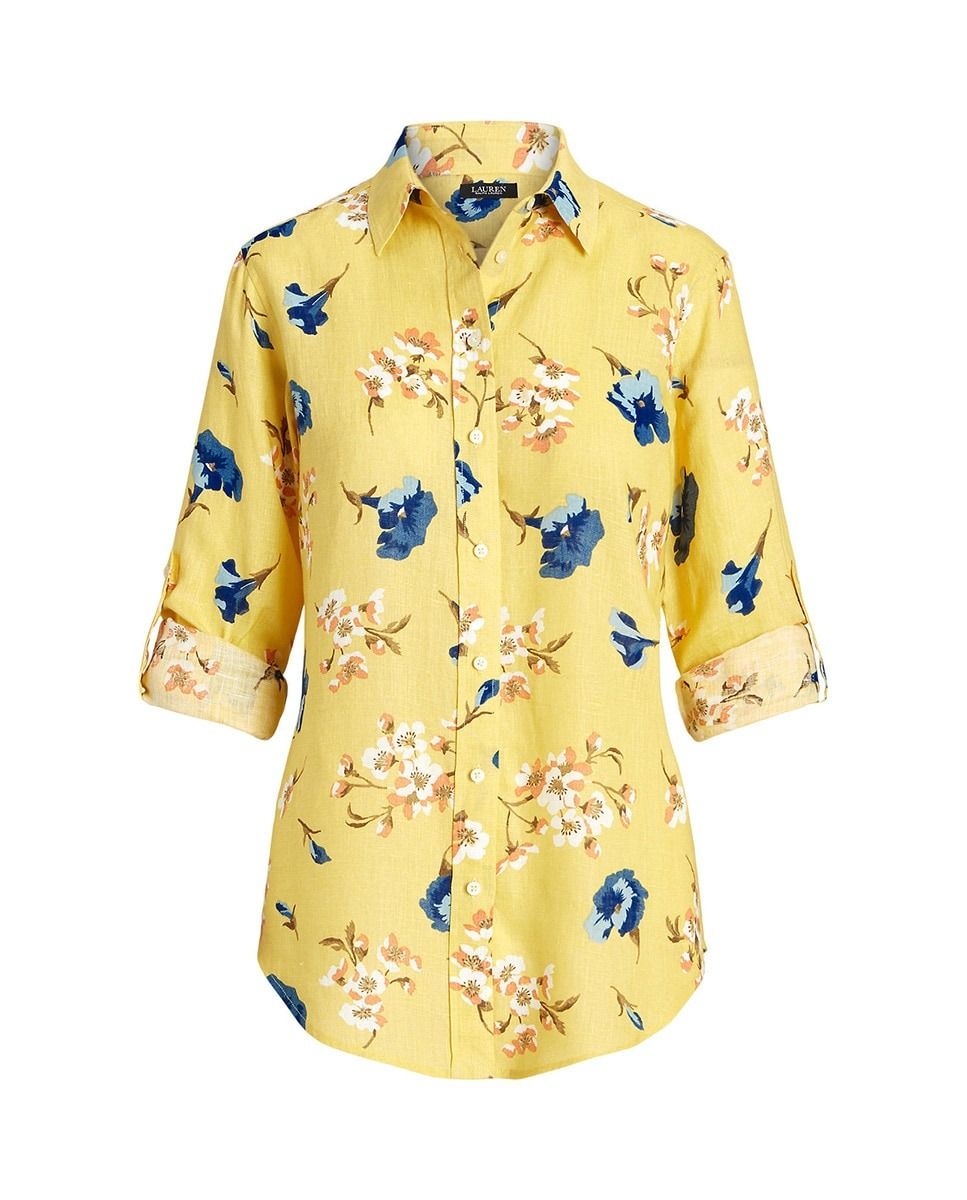 Camisa de lino con flores