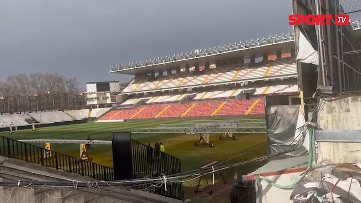 Así se encuentra el estadio de Vallecas a estas horas