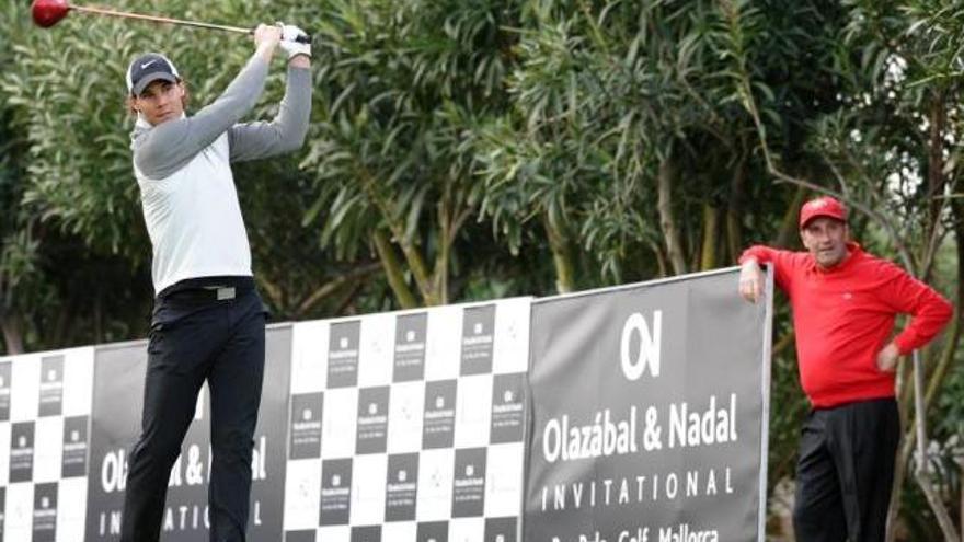 Nadal y Olazábal, ayer durante el transcurso de la jornada en el Pula Golf Resort.