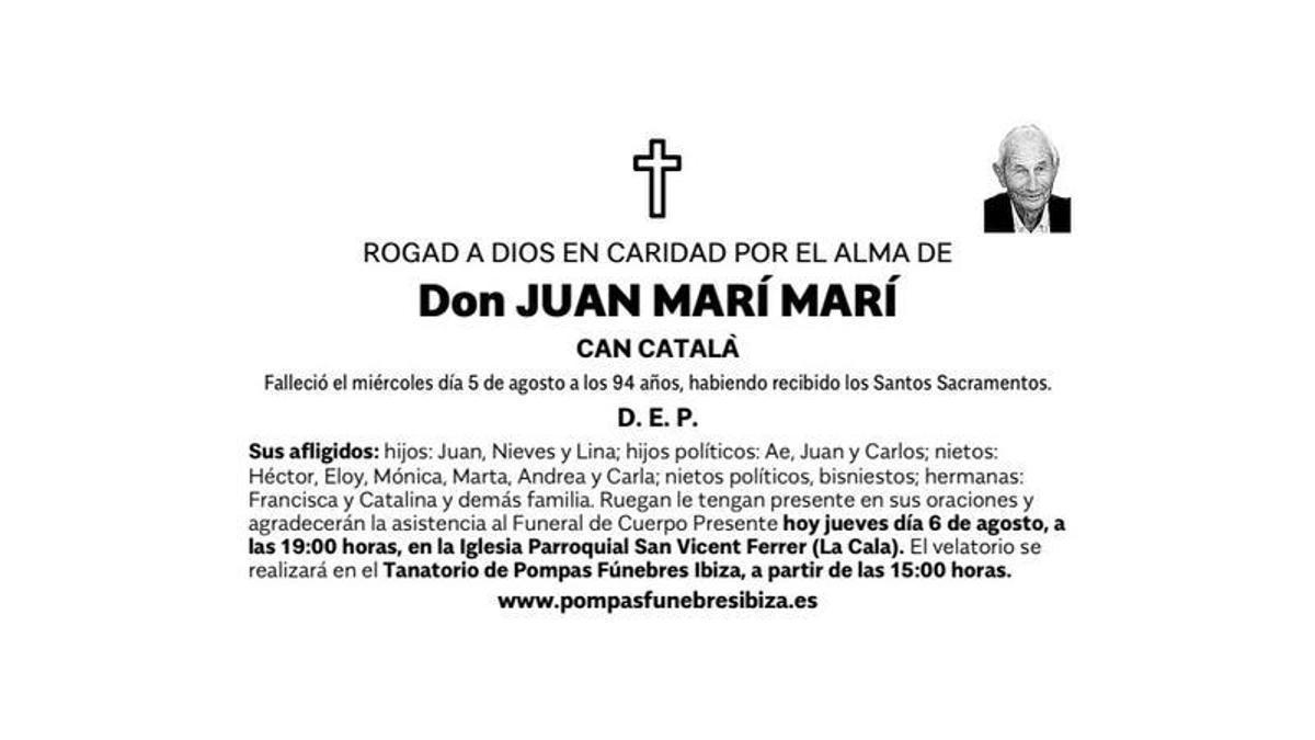 Esquela Juan Marí Marí