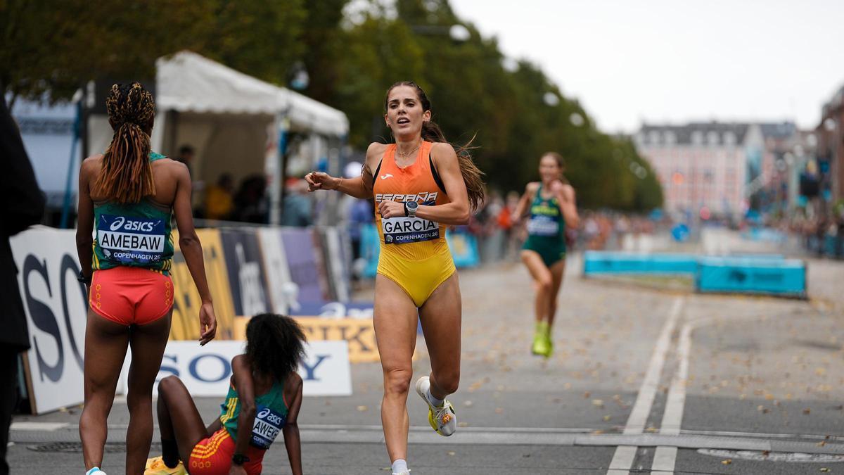 Marta García, en el Mundial de ruta en Copenhague.