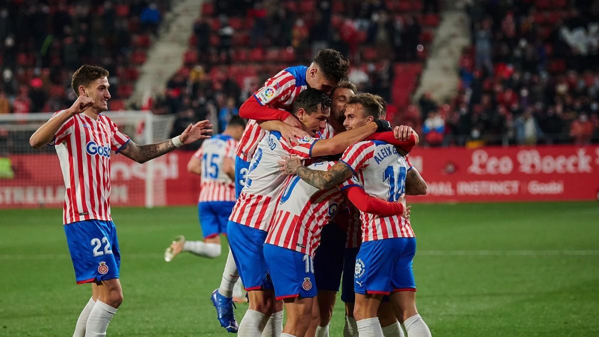 Los jugadores del Girona celebrando un gol ante el Leganés