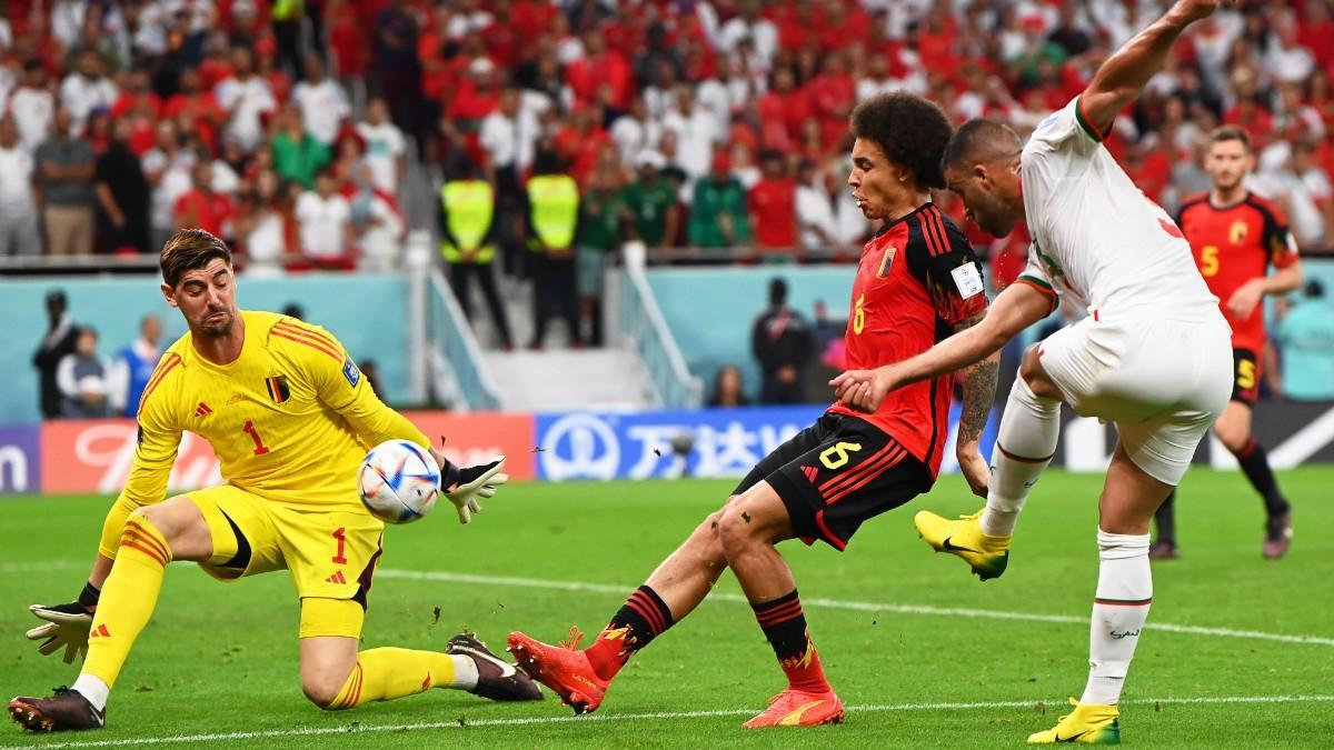 Courtois ante Marruecos en el pasado Mundial
