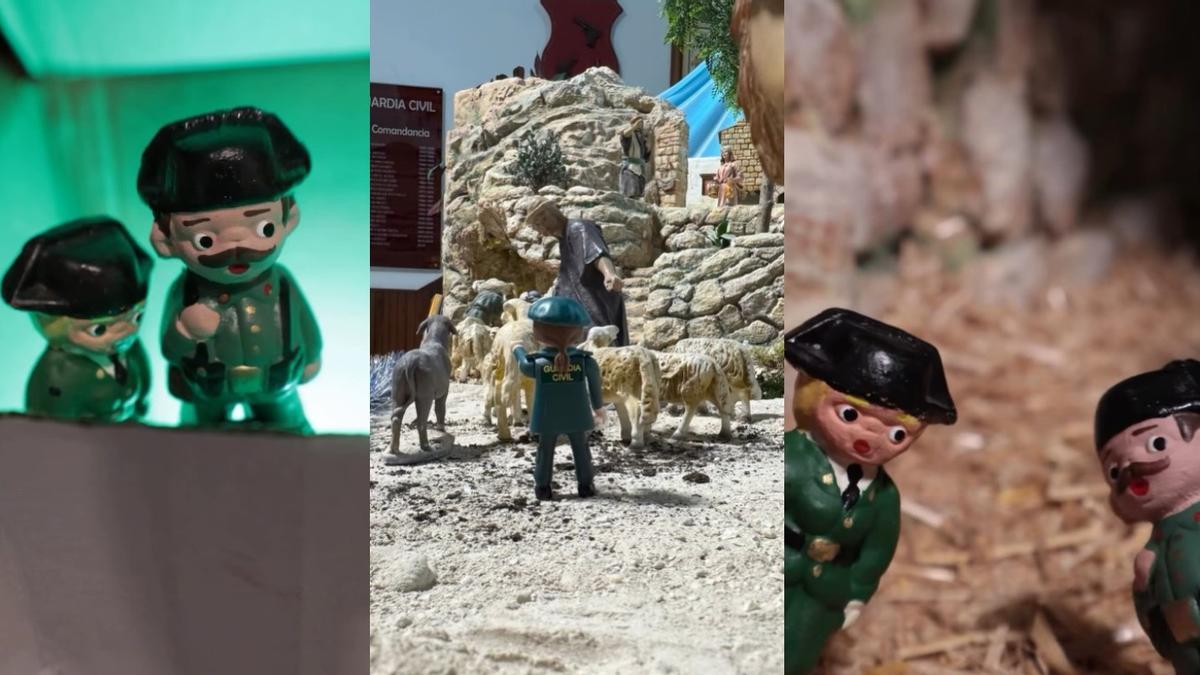 Tres fotogramas del original vídeo de felicitación navideña que ha publicado en Instagram la Guardia Civil de Alicante