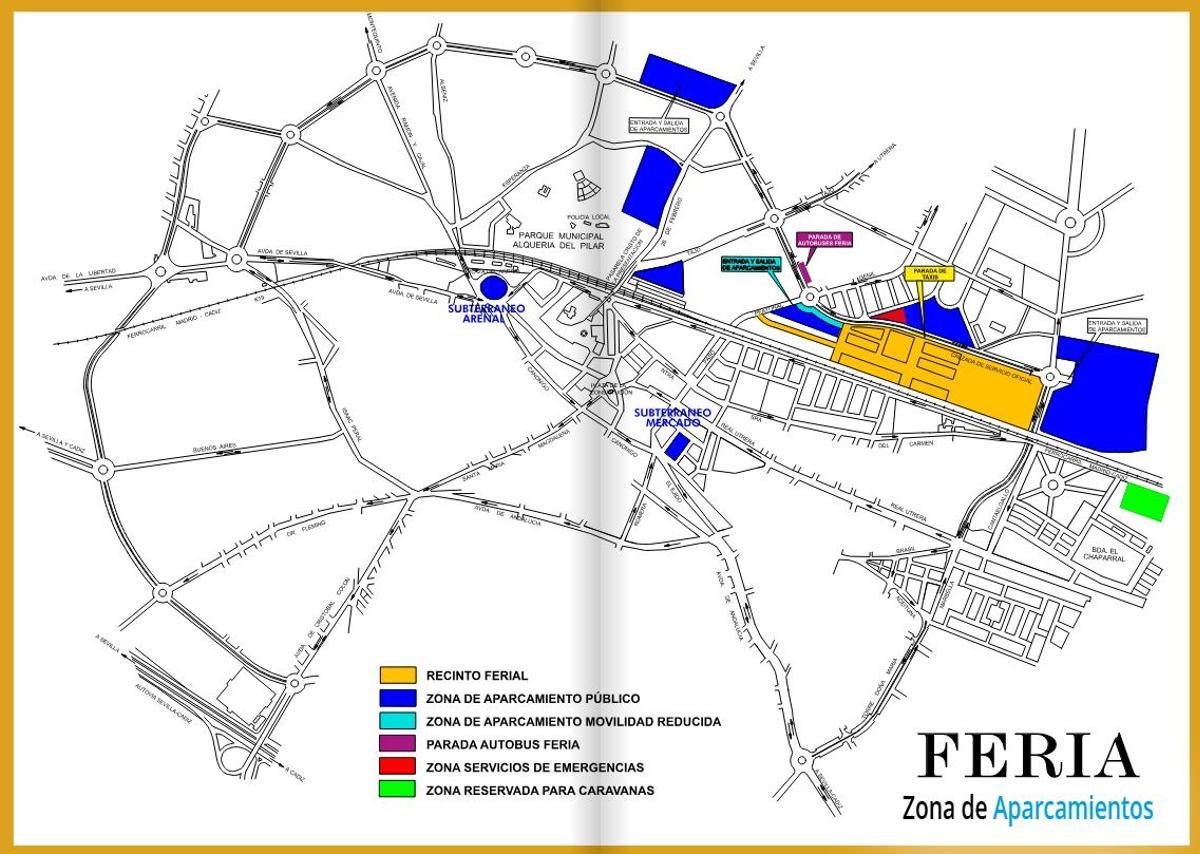 Zona de aparcamientos de la Feria de Dos Hermanas 2026