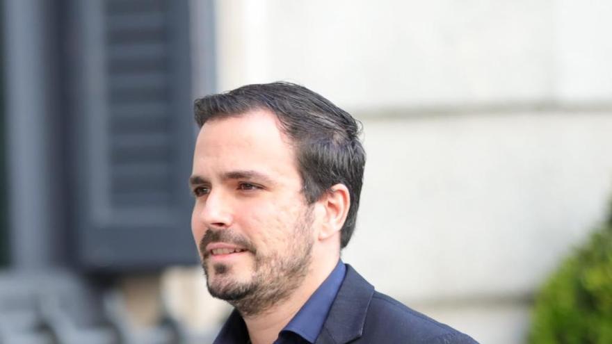 Garzón, el martes, a su llegada al Congreso de los Diputados.