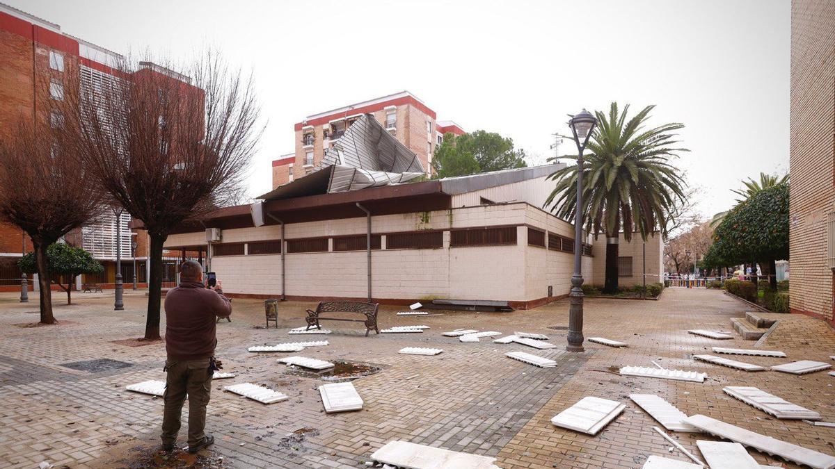 Así fueron los daños de la borrasca de enero en esta iglesia de Ciudad Jardín