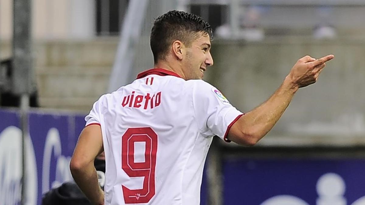 Vietto celebra su gol con el Sevilla en Eibar.