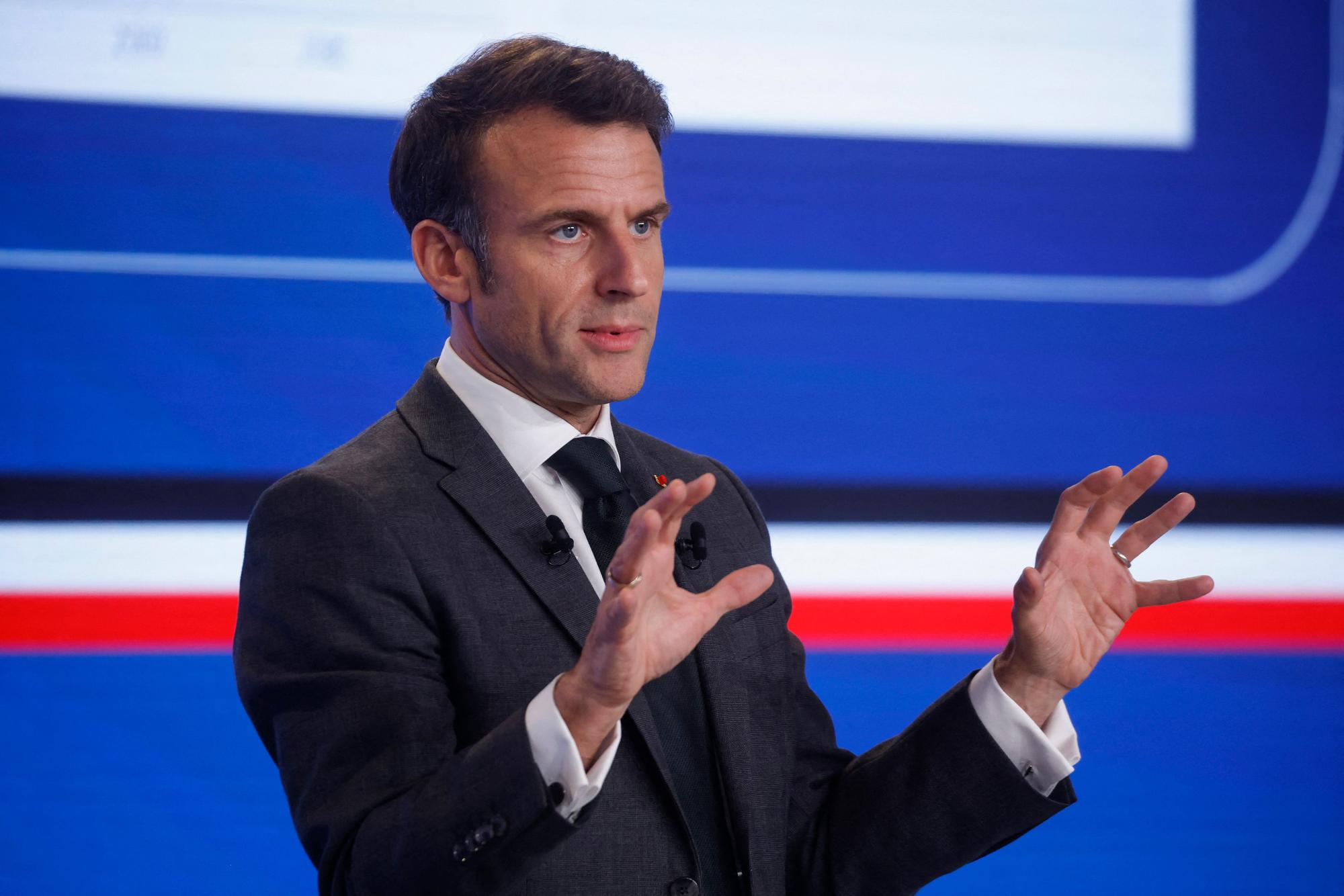 El presidente francés, Emmanuel Macron, durante un acto en París este jueves.