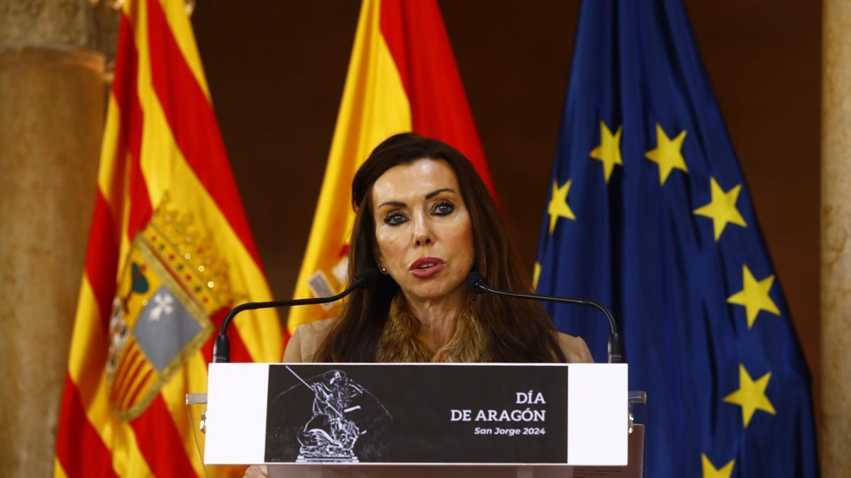 La presidenta de las Cortes, Marta Fernández, en el Día de Aragón.