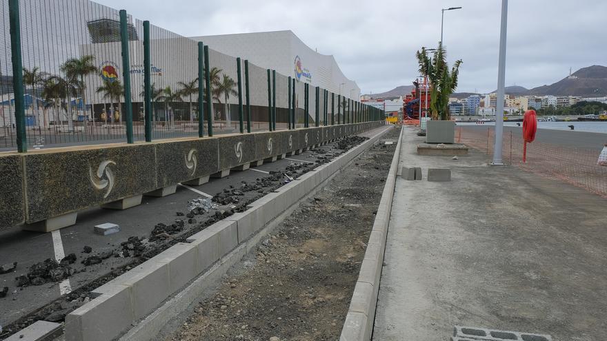 Medio centenar de palmeras señalan el camino a la pasarela Onda Atlántica