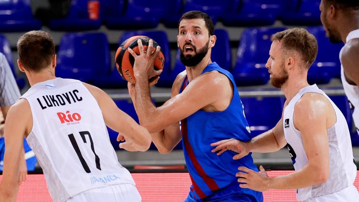 Dzanan Musa, en su temporada en Breogán, ante Nikola Mirotic