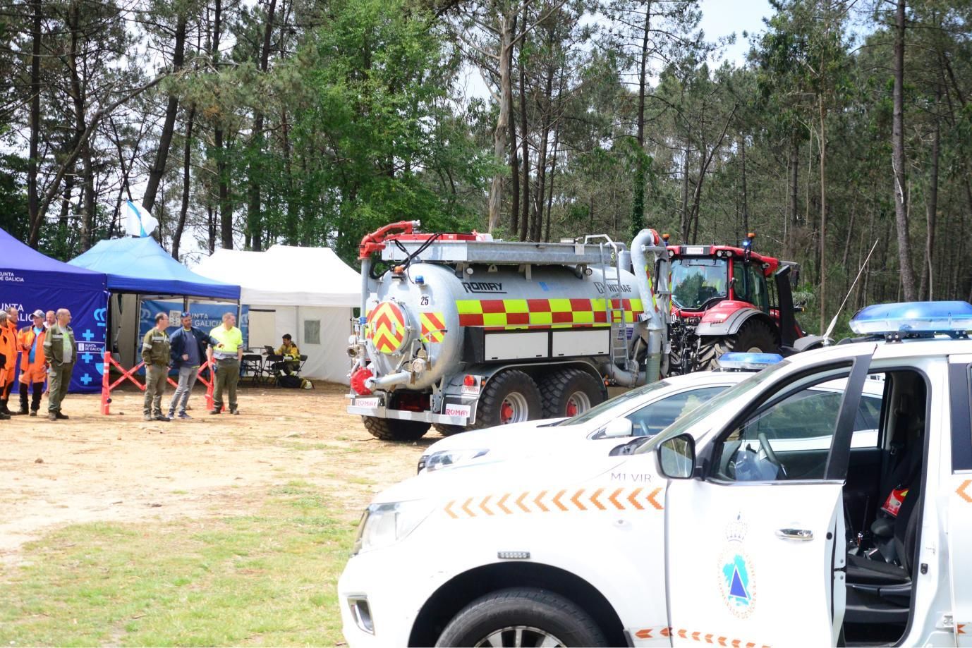 Las imágenes del simulacro contra incendios forestales en Moaña