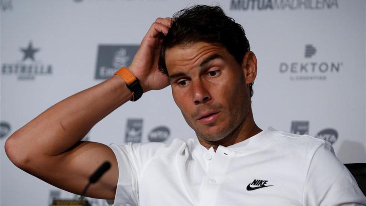 Nadal, durante la rueda de prensa previa al Mutua Madrid Open