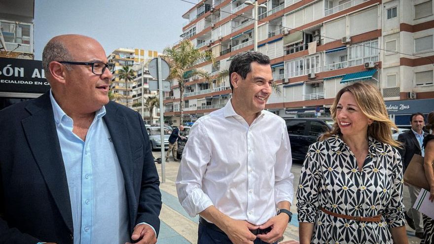 El presidente del PP-A y de la Junta de Andalucía, Juanma Moreno, en un acto del PP en Vélez-Málaga.