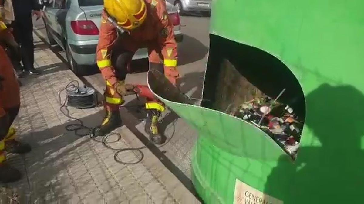 Rescatan tres gatos de un contenedor de vidrio en Picassent (Valencia)