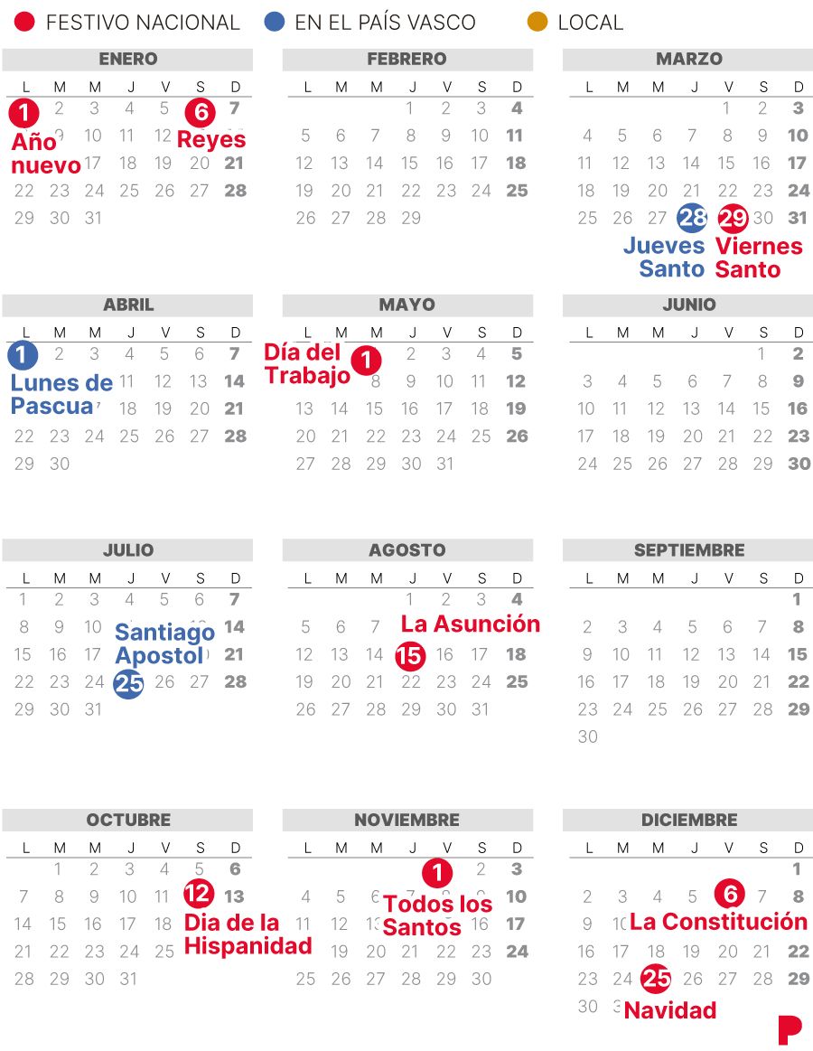 Calendario Laboral PaisVasco 2024