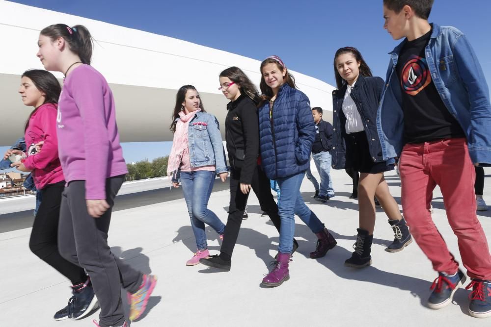 Los escolares participantes en la Xunta d'Escolinos.