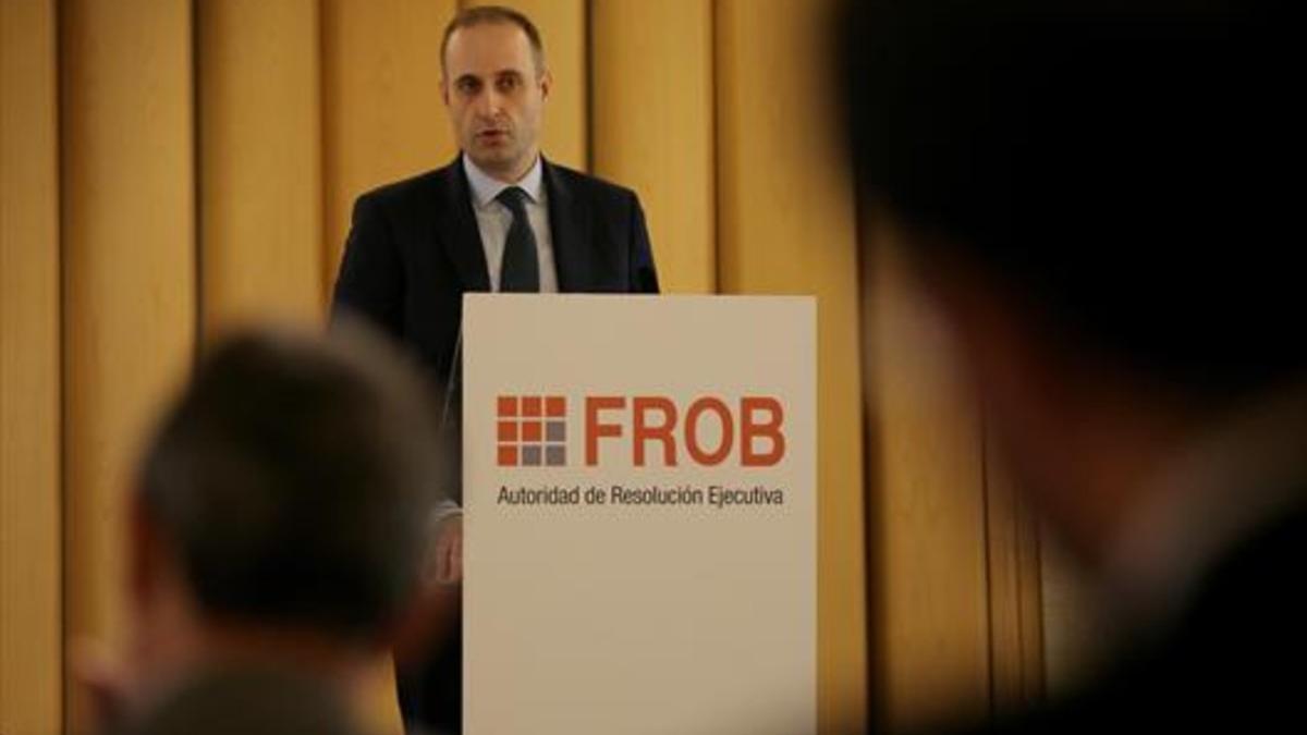 Jaime Ponce, presidente del FROB, durante la clausura de unas jornadas sobre resolucion bancaria, ayer.