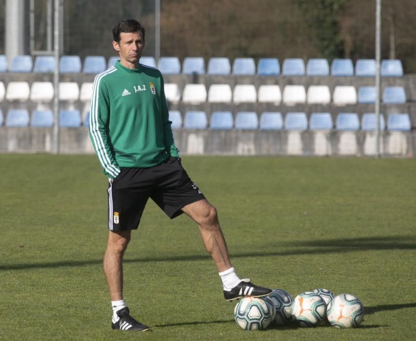 El entrenamiento del Oviedo de esta mañana