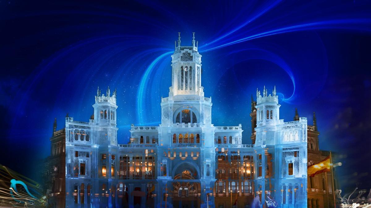 Recreación del videomapping que iluminará la fachada de Cibeles este lunes.