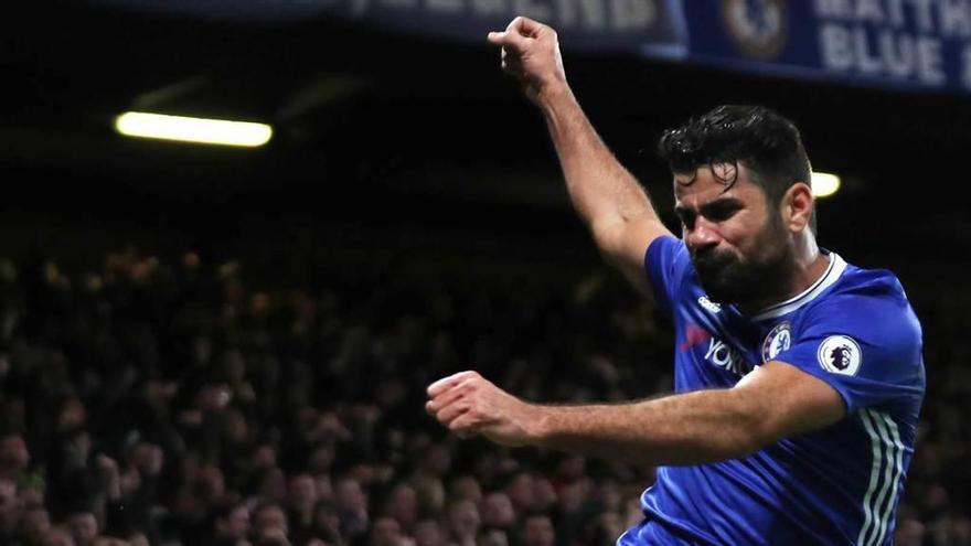 Diego Costa celebra su gol ante el Stoke City.