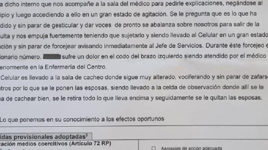 El agresor sexual de la cárcel de Jaén fue posteriormente reducido por funcionarios. A uno de ellos le causó también lesiones. Su agresión a la maestra se verá como causa penal de atentado a la autoridad; el ataque al funcionario de prisiones, como sanción administrativa, pues no tiene el rango de autoridad.