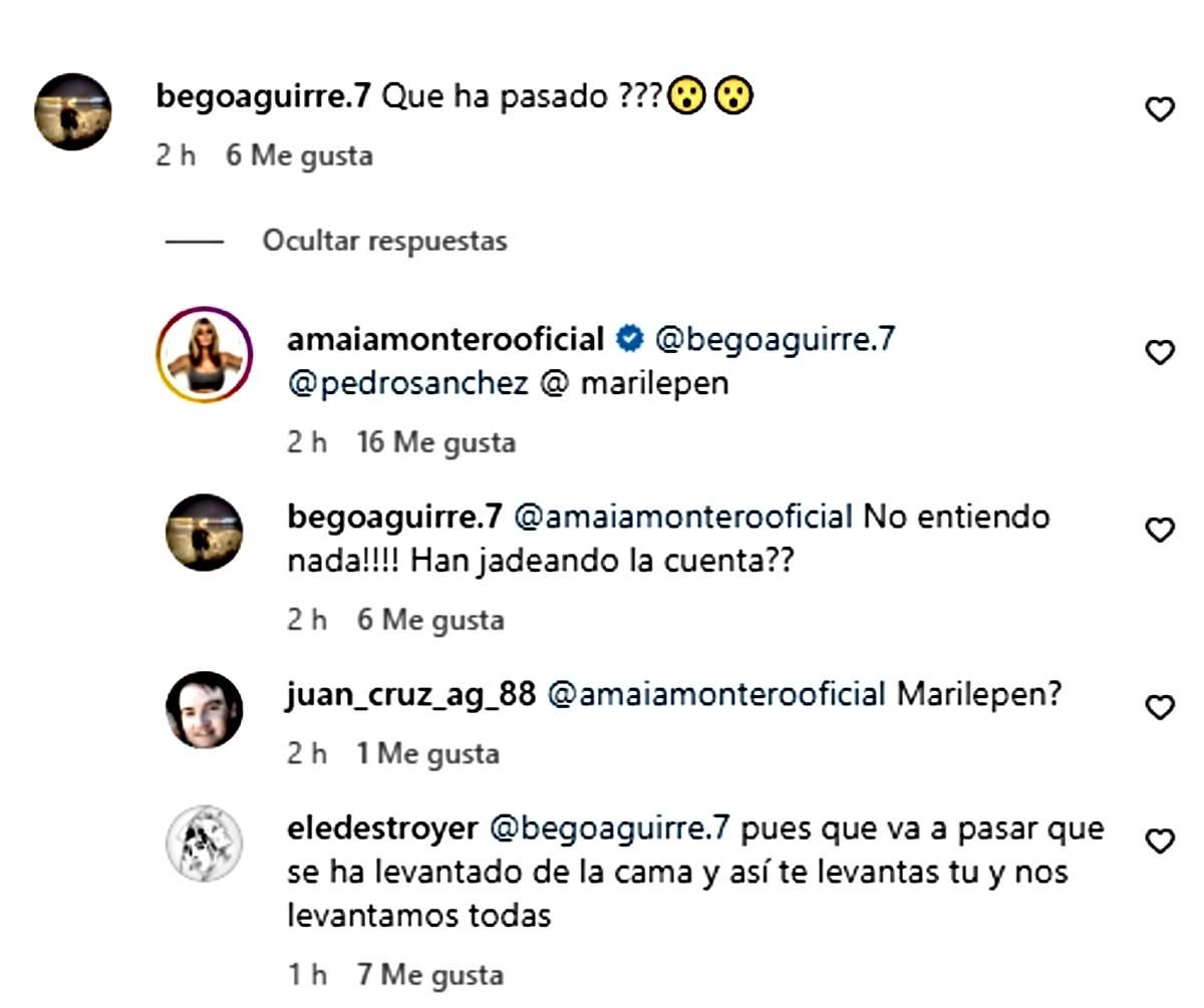 Amaia Montero respondiendo a sus seguidores de Instagram.