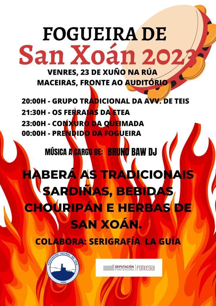 Cartel de la fiesta de San Juan 2023 en Teis.