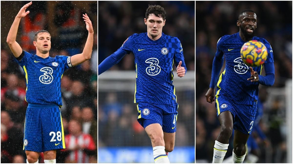 César Azpilicueta, Andreas Christensen y Antonio Rudiger, jugadores del Chelsea