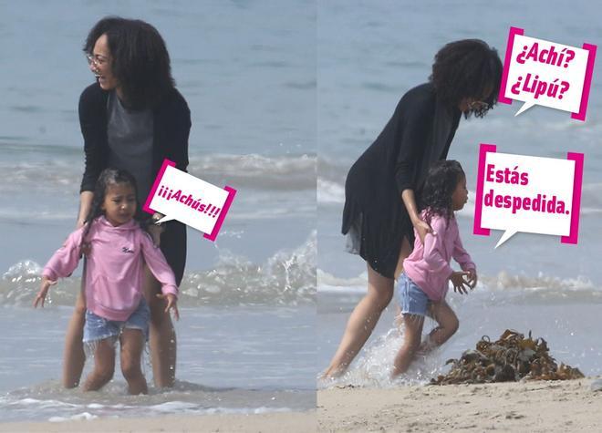 Nori y su niñera casi ahogadas en la playa