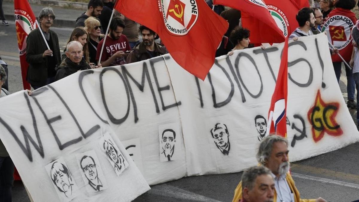 Manifestación contra la UE en Roma