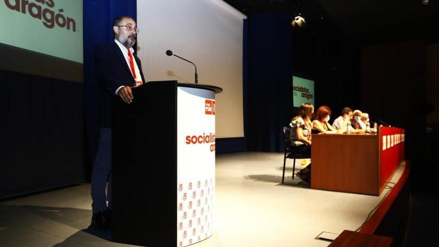Javier Lambán, durante su intervención en el Comité Regional del PSOE. | JAIME GALINDO