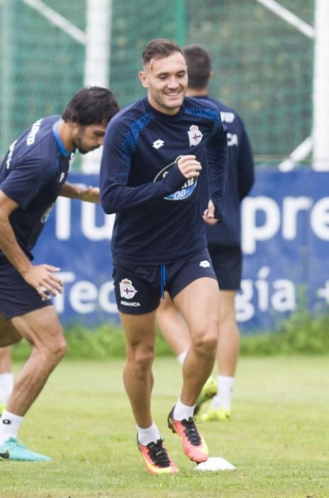 Lucas Pérez, último entrenamiento con el Deportivo