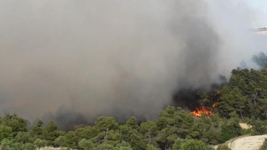 Imatge del foc entre Nalec i Rocafort de Vallbona