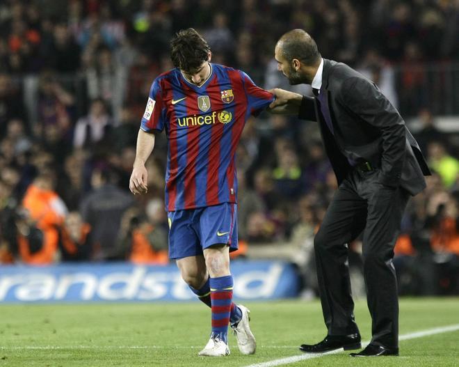 12. Messi y Pep durante un instante de la temporada 2009/2010