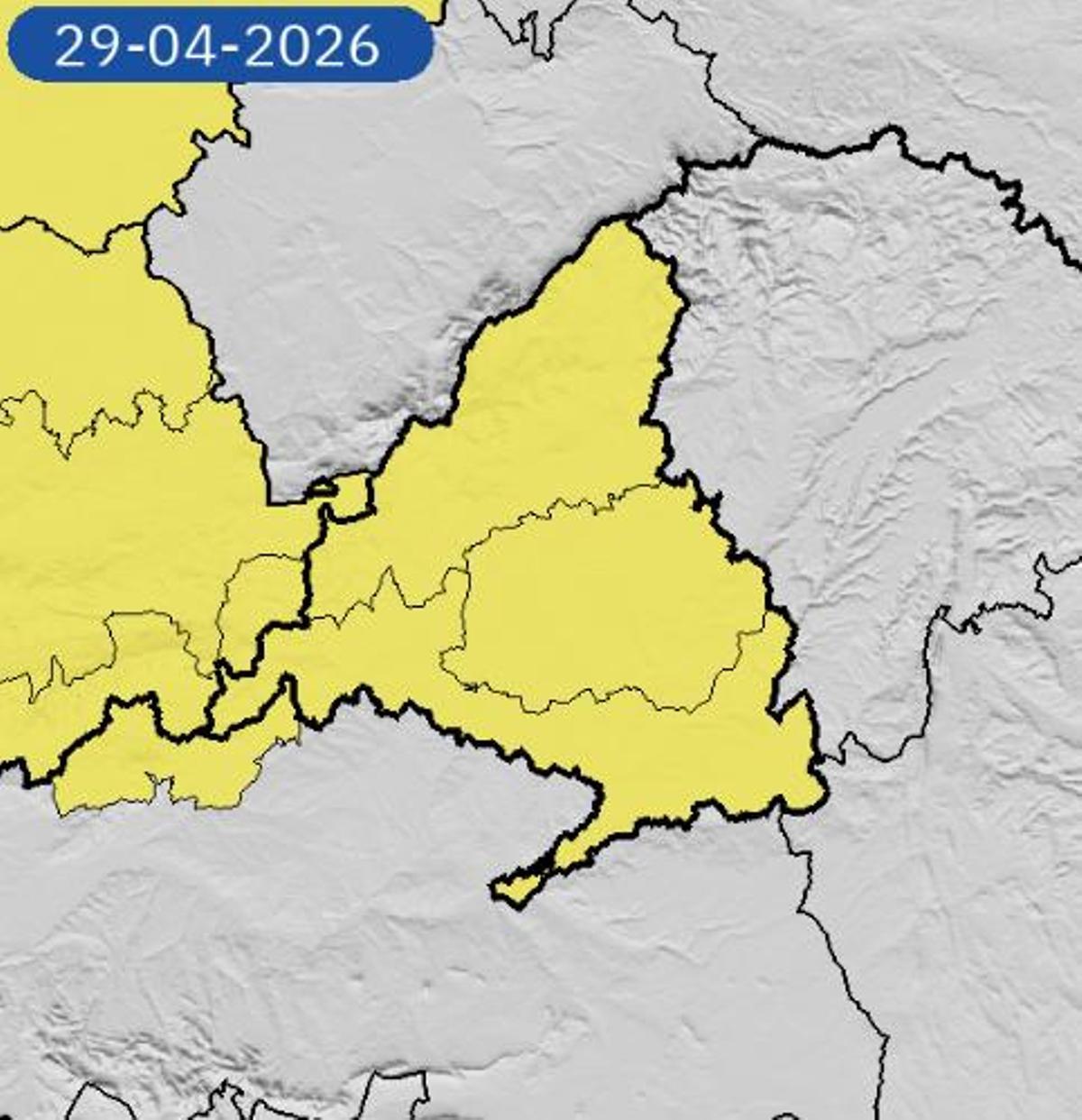 Aviso activado este miércoles 29 de abril en Madrid.