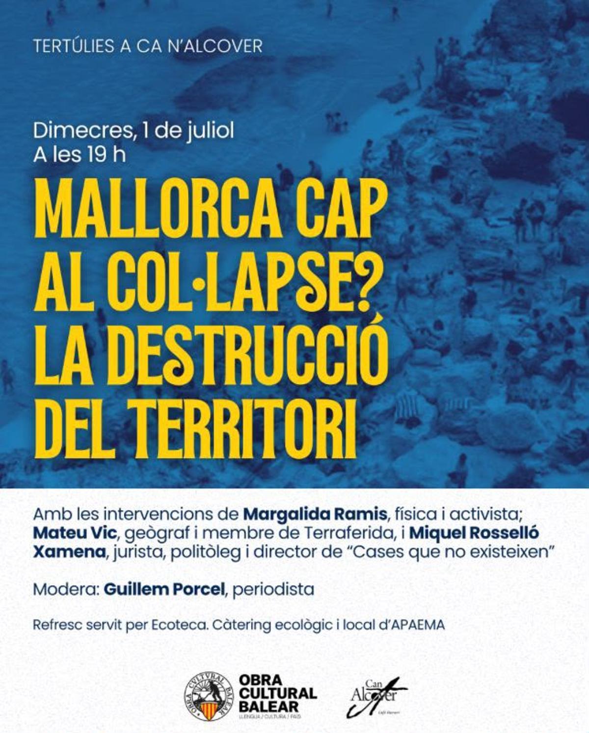 Debate en Ca'n Alcover sobre la destrucción del territorio.